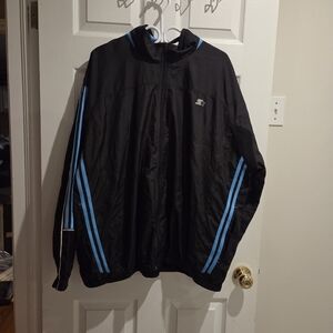 Y2K STARTER Black Windbreaker with Blue Stripes